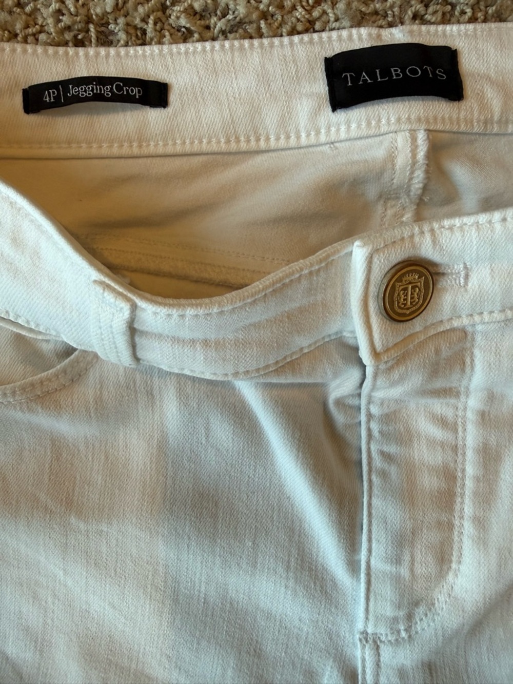 Talbots Size 4 Petite Jegging Crop White Denim Pants Stretch Cotton Blend Casual - Picture 11 of 13